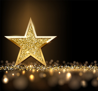 Gold star and glitter on black background thumbnail