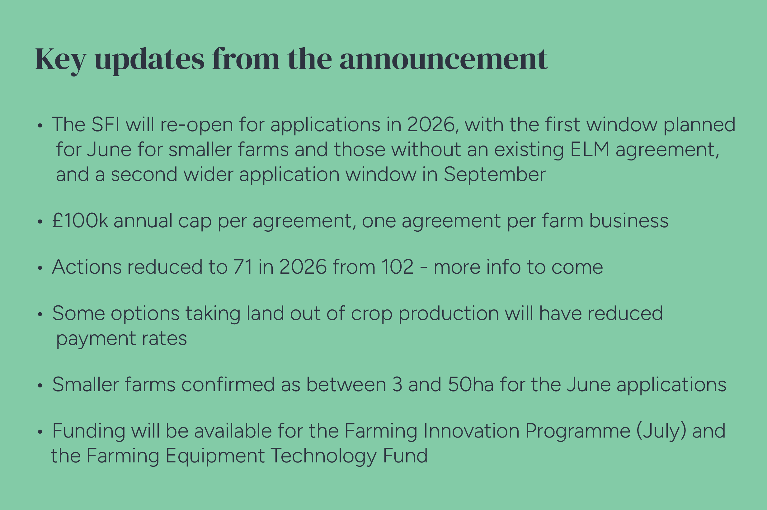 Key updates from SFI update