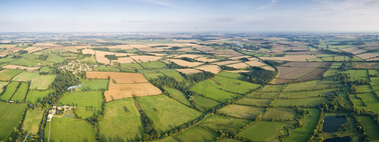 Aerial view fields fisher german banner