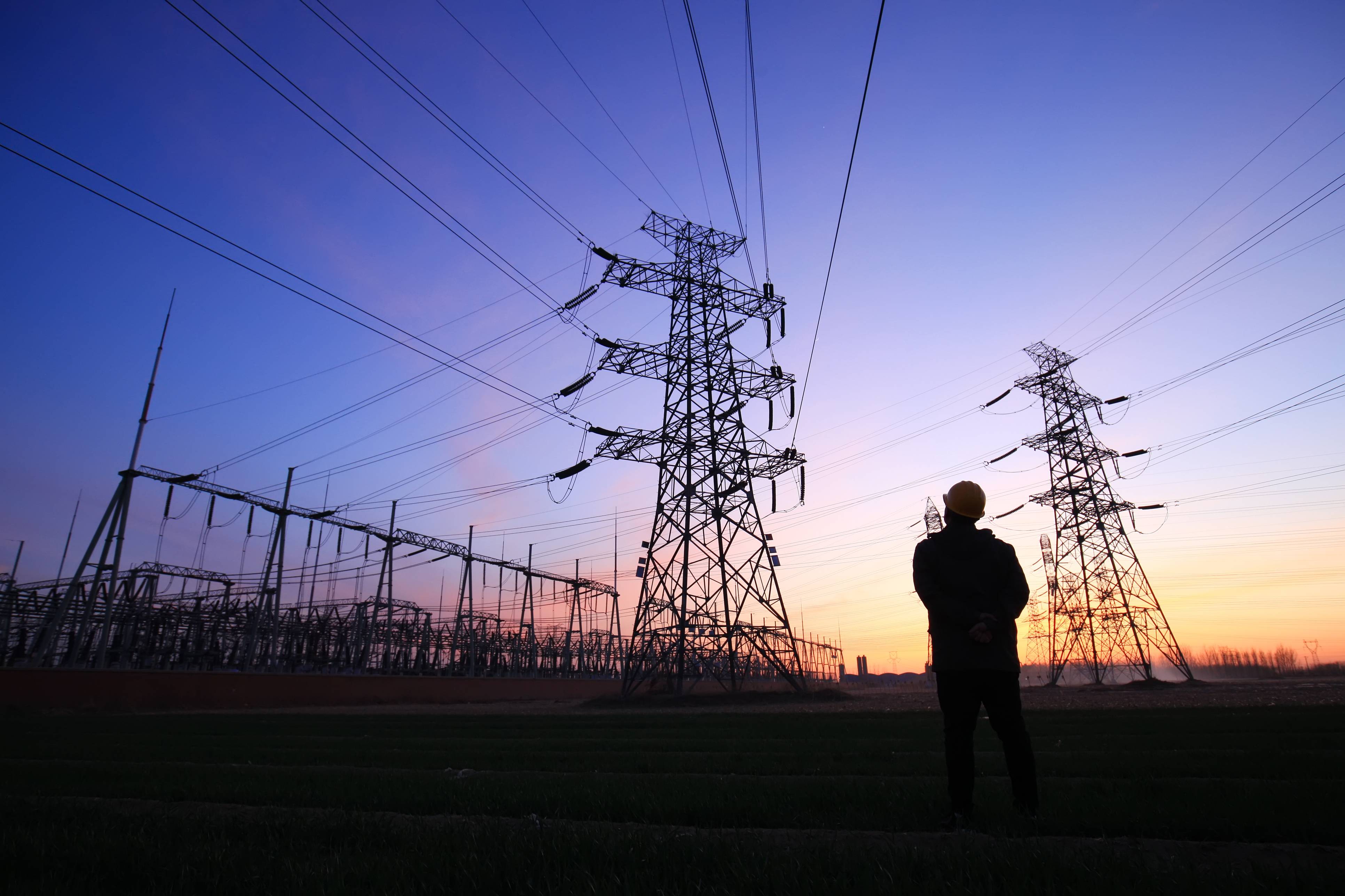 Pylons and surveyor sunset 1